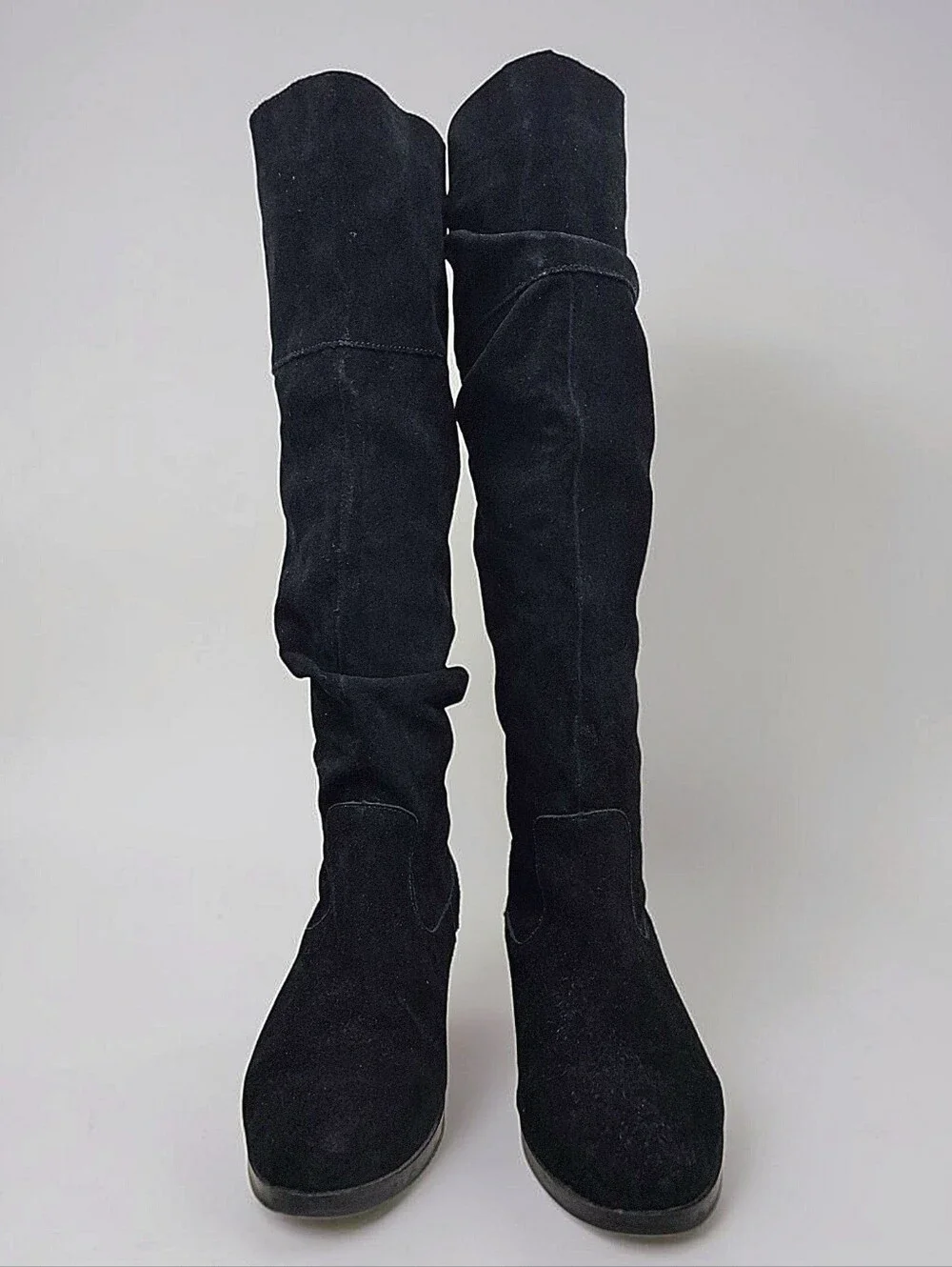 Steve Madden Balen Knee High Black Leather Suede Slouch Boots 9.5 Casual